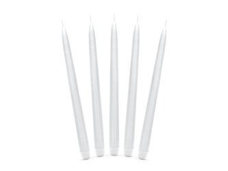 Frosted cone candles - 24 cm - white - 10 pcs.