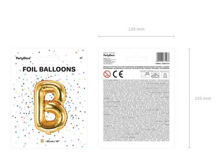 Foil balloon - Letter "B" - Gold - 35 cm