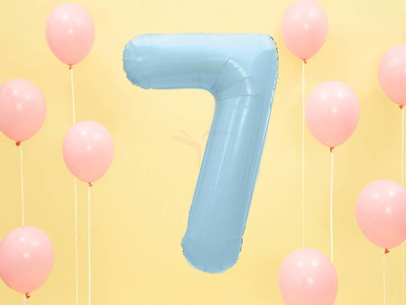 Foil balloon - Number "7" - Light blue - 86cm 