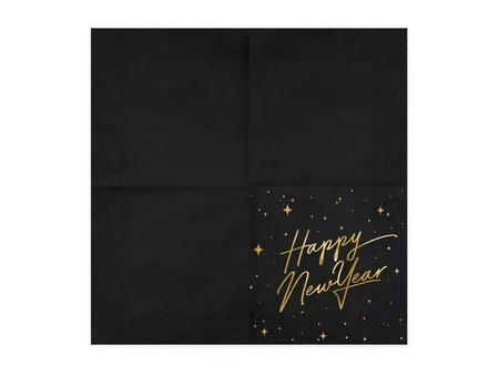 Paper napkins - Happy New Year - Black - 33x33cm - 20 pieces