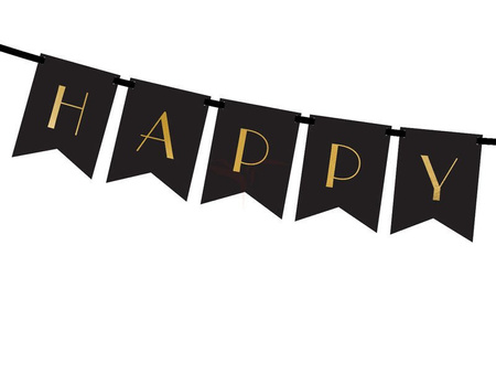 Paper banner - Happy New Year - Black - 15 x 170 cm