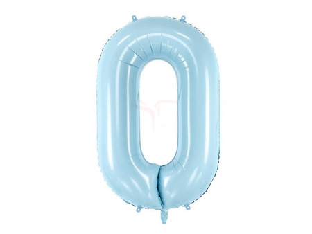 Foil balloon - Number "0" - Light blue - 86cm 