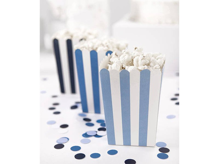 Popcorn boxes - Blue - 7.5 x 7.5 x 12.5 cm - 6 pieces