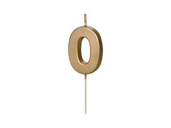 Birthday candle - Number 0 - Gold - 4.5 cm