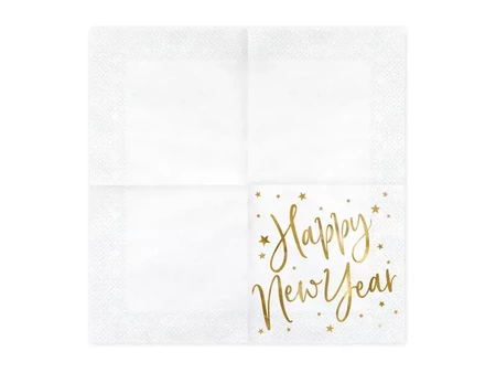 Paper napkins - Happy New Year - White - 33x33cm - 20 pieces