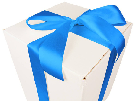 WHITE CARDBOARD BOX - with blue ribbon - 35x25x25cm