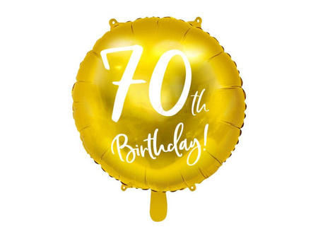 Foil Balloon - Round - 70th Birthday! - Gold - 45cm