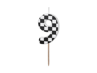 Birthday candle - Number 9 - Checkerboard - 5.5 cm