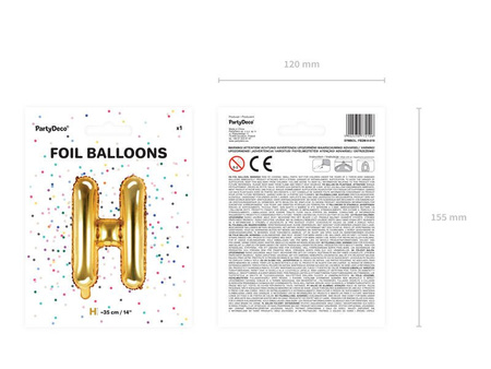 Foil balloon - Letter "H" - Gold - 35 cm