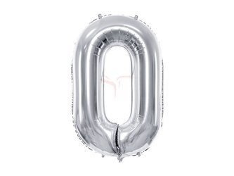 Foil balloon - Number "0" - Silver - 86 cm