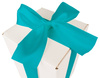 WHITE CARDBOARD BOX - with turquoise ribbon - 25x15x15cm