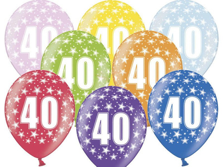 Strong 30cm Balloons - 40th Birthday - Metallic Mix - 50 pieces