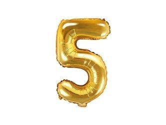 Foil balloon - Number "5" - Gold - 35 cm