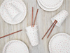 Paper plates - White - Rose gold dots - 18cm - 6 pieces