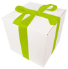 WHITE CARDBOARD BOX - with green ribbon - 30x30x30cm