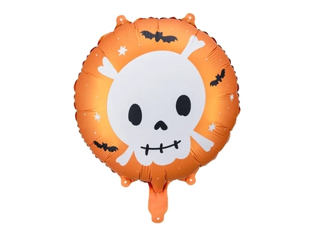 Foil balloon - Round - Skull - Orange - 45 cm