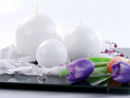 Ball Candle - Matte - White - 8cm - 1 piece