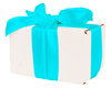 WHITE CARDBOARD BOX - with blue ribbon - 13x10x8cm