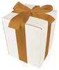 WHITE CARDBOARD BOX - with gold ribbon - 20x20x25cm