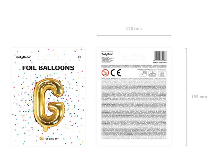 Foil balloon - Letter "G" - Gold - 35 cm