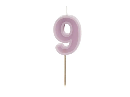 Birthday candle - Number 9 - Purple - 6cm