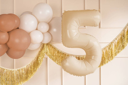 Foil balloon - Number 5 - beige - 72 cm