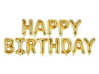 Foil balloon - Happy Birthday - Gold - 340 x 35 cm