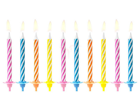 Birthday candles - Classic - Colorful - 6cm - 10 pcs.