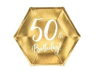 Birthday plates - 50th Birthday! - Gold - 6 pieces