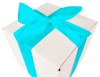 WHITE CARDBOARD BOX - with blue ribbon - 20x20x20cm