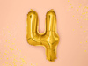 Foil balloon - Number "4" - Gold - 35 cm 