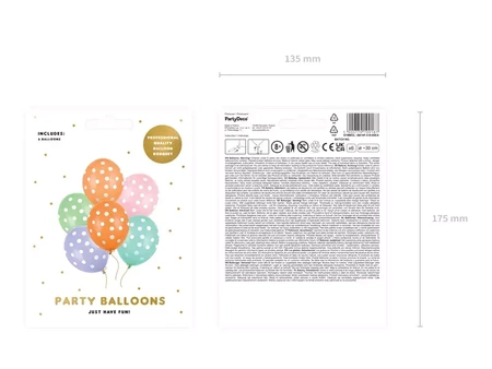 Balloons Strong 30cm - Dots - Mix - 6 pcs