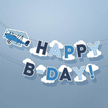 Birthday banner - Airplane - HAPPY B-DAY - 20 x 90 cm