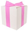 WHITE CARDBOARD BOX - with pink ribbon - 20x20x20cm