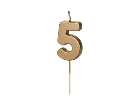 Birthday candle - Number 5 - Gold - 4.5 cm