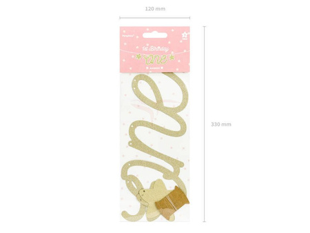 Banner for Birthday - One - Glitter - Gold - 11,5 x 50 cm