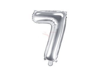 Foil balloon - Number "7" - Silver - 35 cm