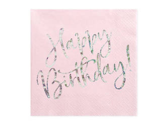 Paper napkins - Happy Birthday - Powder pink - 20 pieces