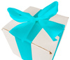 WHITE CARDBOARD BOX - with blue ribbon - 15x15x15cm