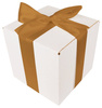 WHITE CARDBOARD BOX - with light gold ribbon - 20x20x20cm