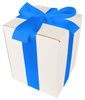 WHITE CARDBOARD BOX - with blue ribbon - 20x20x25cm