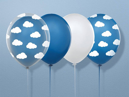 Strong 30cm balloons - Clouds - Crystal Clear - 6 pcs.