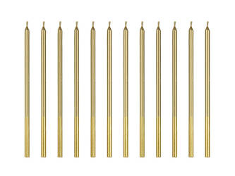 Smooth Birthday Candles - Gold - 14 cm - 12 pieces