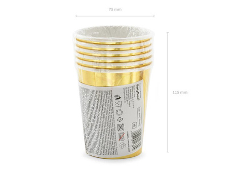 Paper cups - 30th Birthday! - Gold - 220ml - 6 pieces