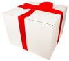 WHITE CARDBOARD BOX - with red ribbon - 40x40x30cm