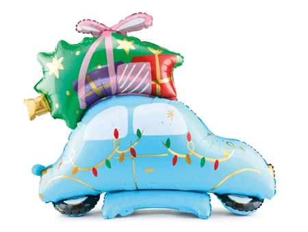 Standing foil balloon - Christmas car - 102x100 cm