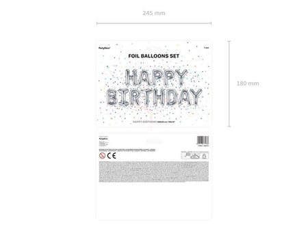 Foil balloon - Happy Birthday - Silver - 340 x 35cm