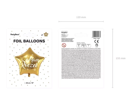 Foil balloon Star - I Have a Year - 48cm - gold