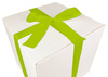 HUGE WHITE CARDBOARD BOX - with green ribbon - 60x60x60cm