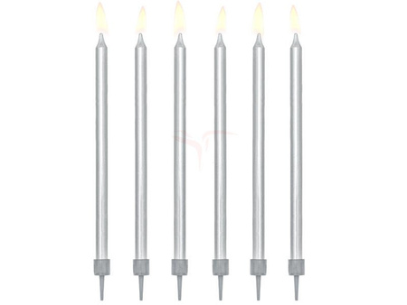 Birthday candles - Smooth - Silver - 12,5 cm - 12 pcs.